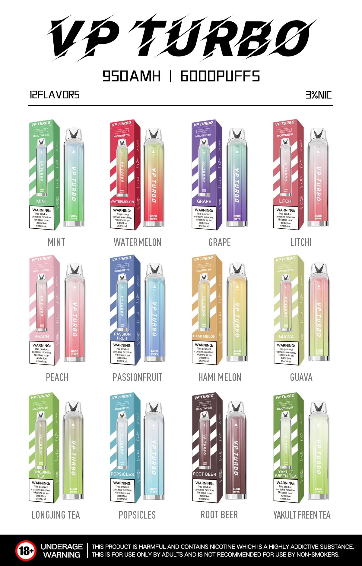 VP TURBO 6000 型拋棄式 領航級 950mAh 爆發力電芯 10ml 驚人裝載容量天花板 進化版 Mesh 網狀芯技術 台灣現貨 - 图片 3
